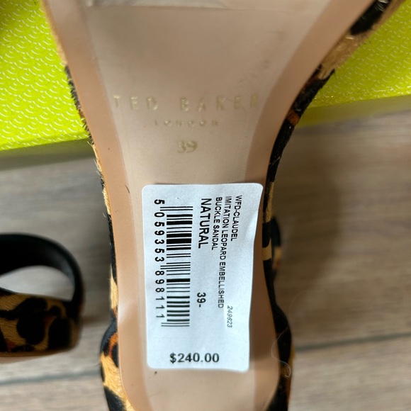 Ted Baker Claudel Genuine Calf-hair Leopard-print Ankle Strap Sandal Size 39 - Picture 7 of 12